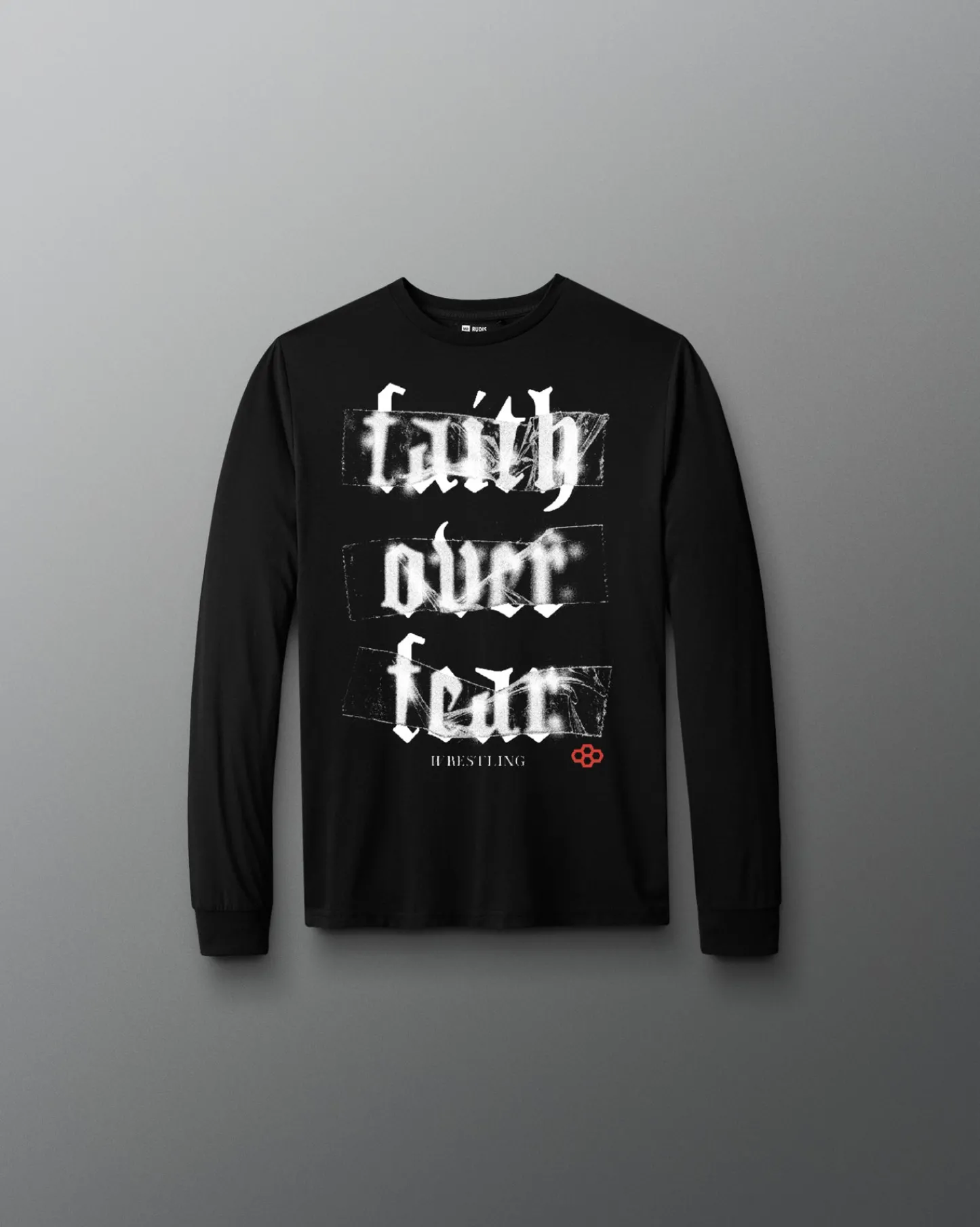 Shirts & Tees>RUDIS Gothic Faith Over Fear Youth Elite Super Soft Long Sleeve Black