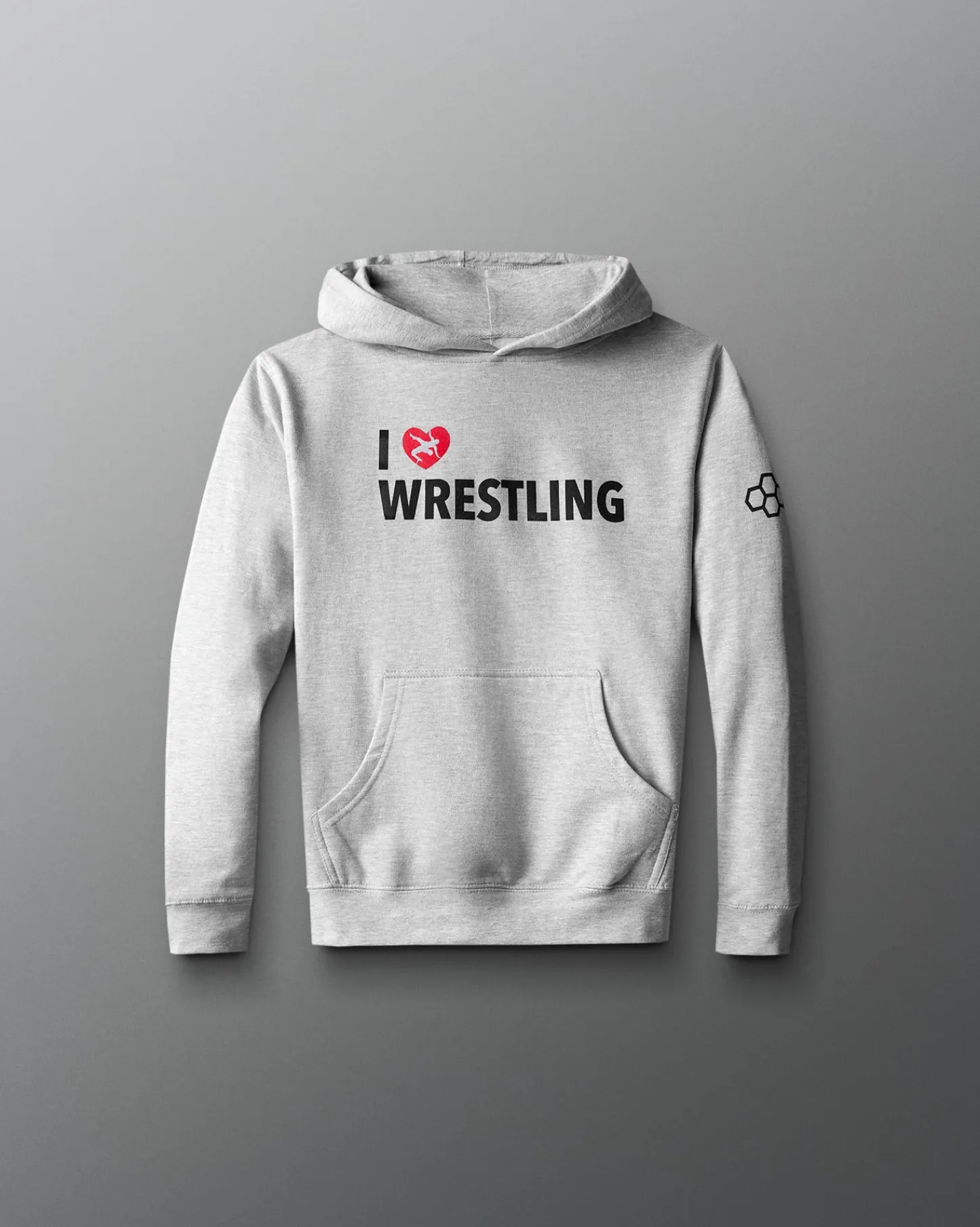 Hoodies & Pullovers>RUDIS I Love Wrestling Youth Tradition Hoodie Athletic Gray
