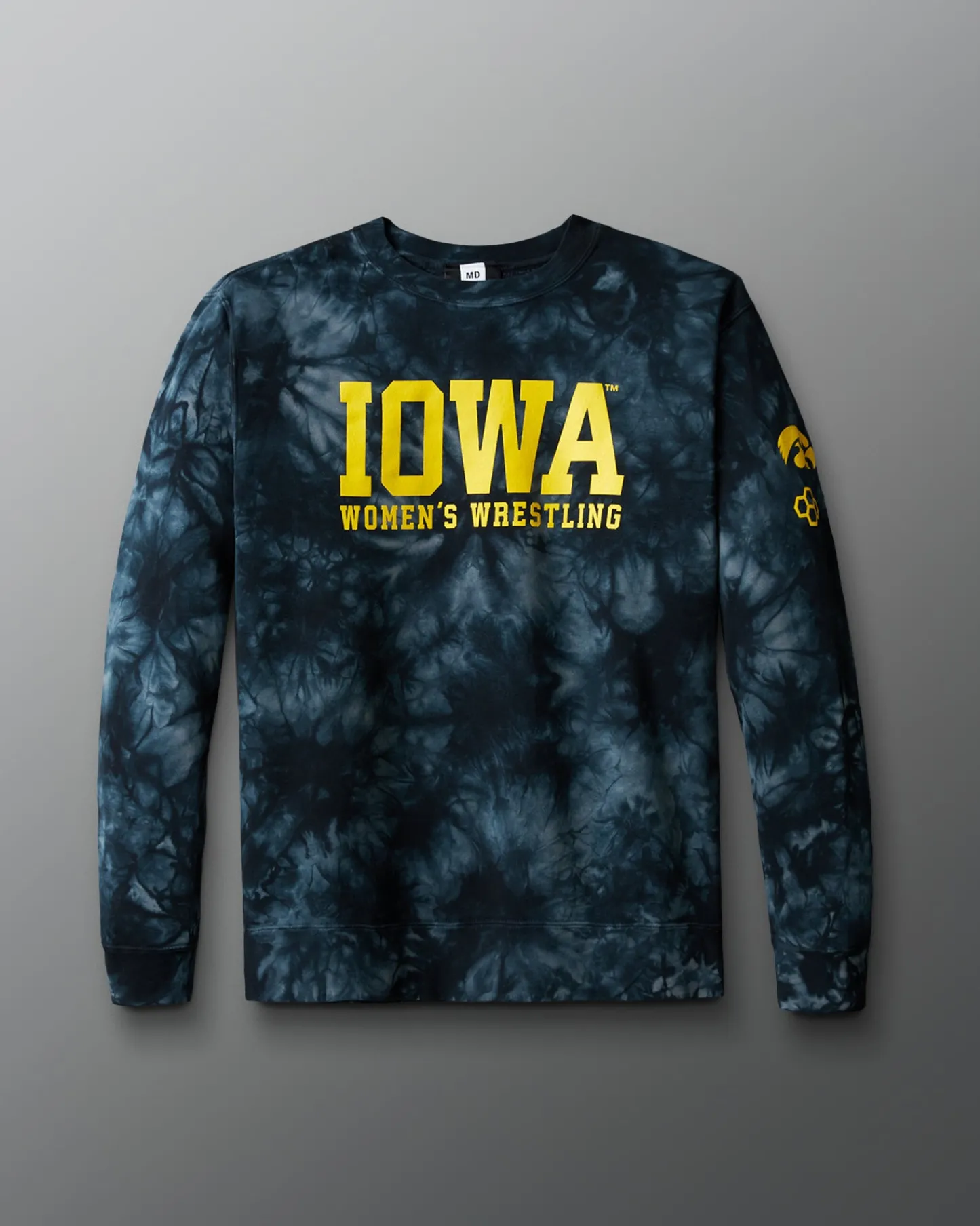 Hoodies & Pullovers>RUDIS Iowa Women's Wrestling Tie-Dye Crewneck Tie Dye Black