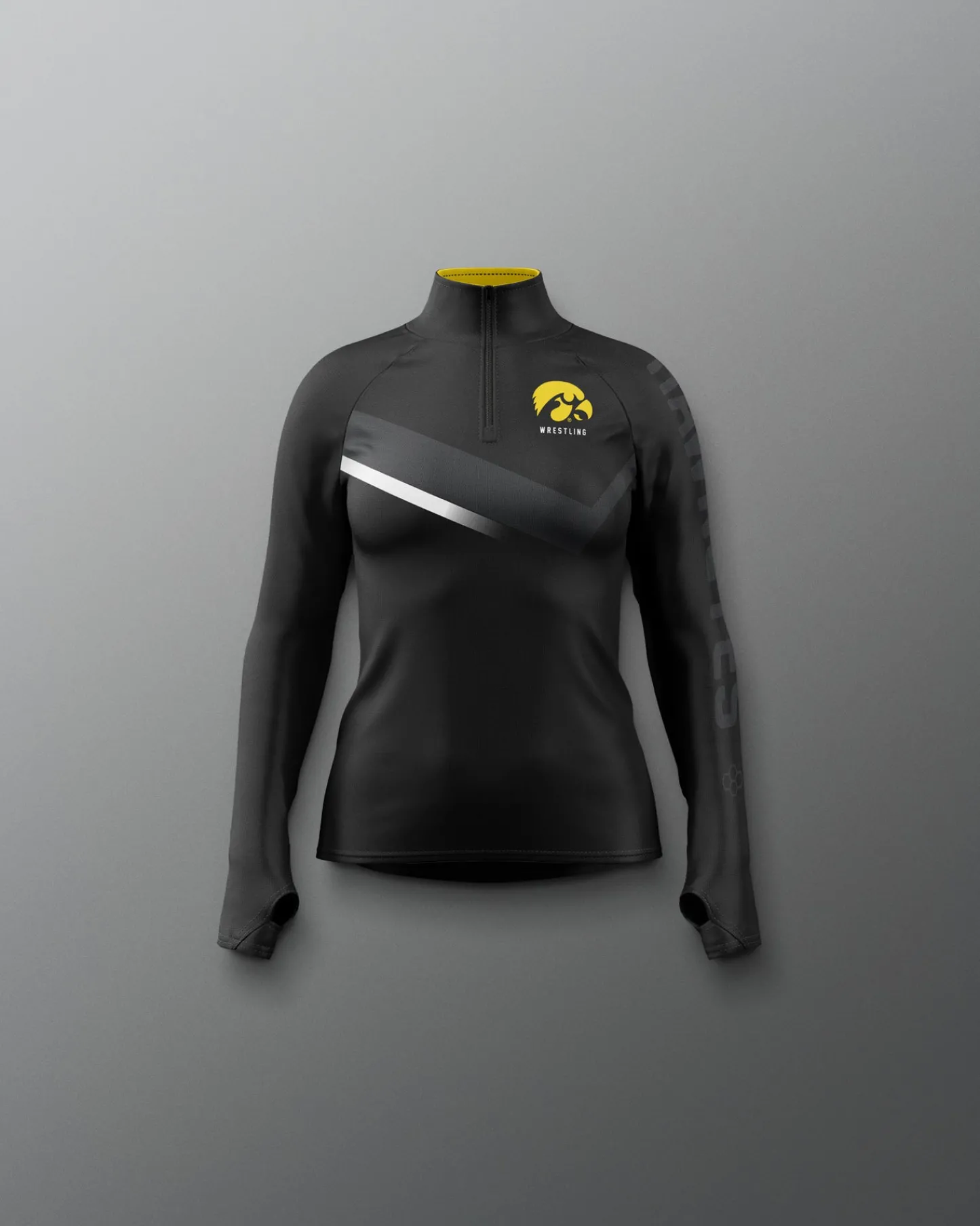 Jackets & 1/4 Zips>RUDIS Iowa Wrestling Sublimated Girl's Elite 1/4 Zip Black