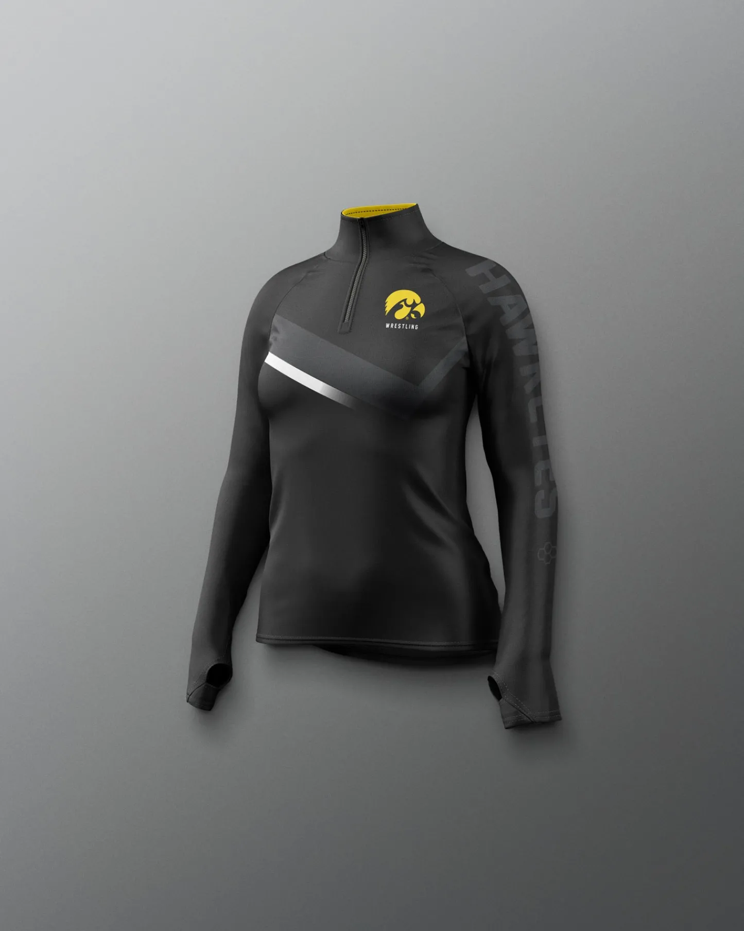 Jackets & 1/4 Zips>RUDIS Iowa Wrestling Sublimated Girl's Elite 1/4 Zip Black