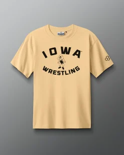 Shirts & Tees|Shirts & Tees>RUDIS Iowa Wrestling Throwback Heavyweight T-Shirt Yellow