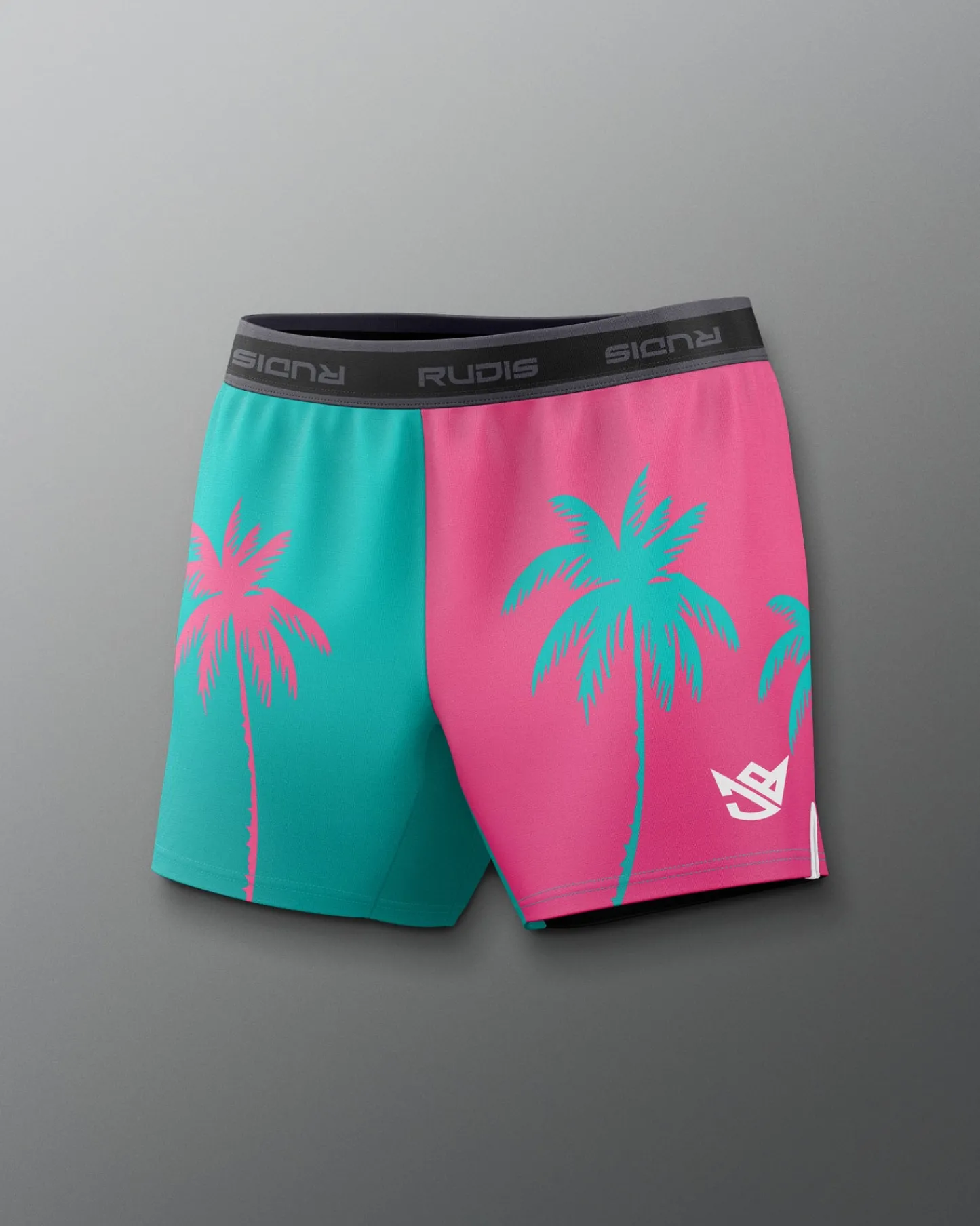 Shorts & Bottoms>RUDIS JB South Beach Palms Women's Elite Sublimated Shorts Teal/Pink