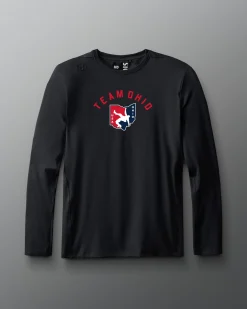 Shirts & Tees|Shirts & Tees>RUDIS Ohio USA Arch Logo Performance Heather Long Sleeve Heather Black