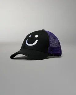 Hats & Beanies|Hats & Beanies>RUDIS SH Smile Embroidered Trucker Hat Black/Purple