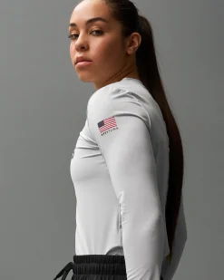 Shirts & Tees>RUDIS Team Performance Women's V-Neck Long Sleeve Lunar Gray