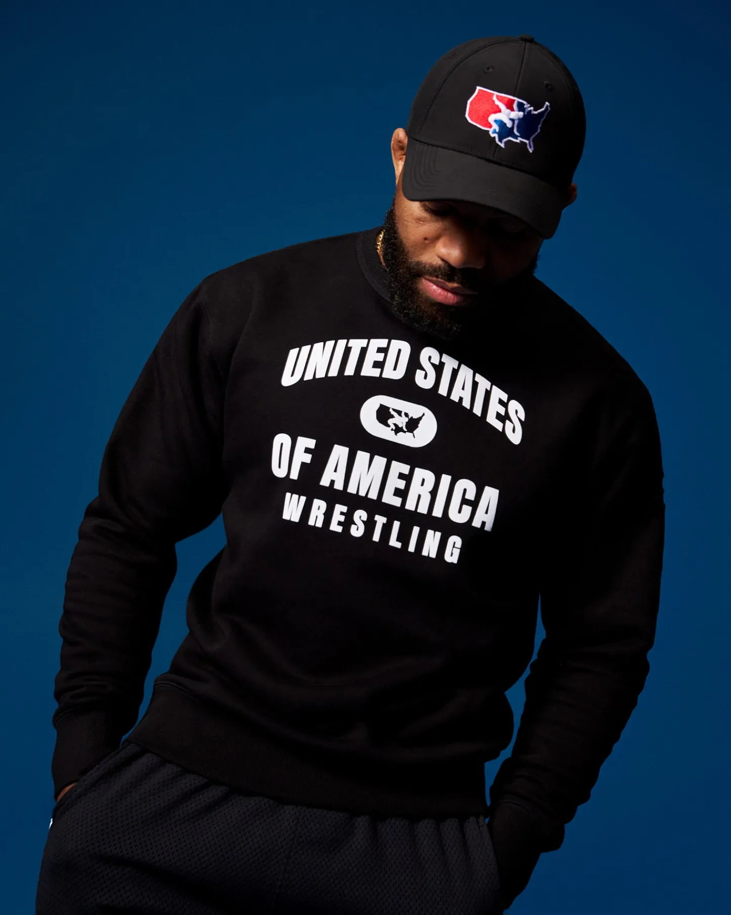 Hoodies & Pullovers|Hoodies & Pullovers>RUDIS United States of America Wrestling Comfort Fleece Crewneck Black