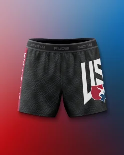 Shorts & Bottoms>RUDIS USA Dash Icon Women's Sublimated Shorts Black/Red