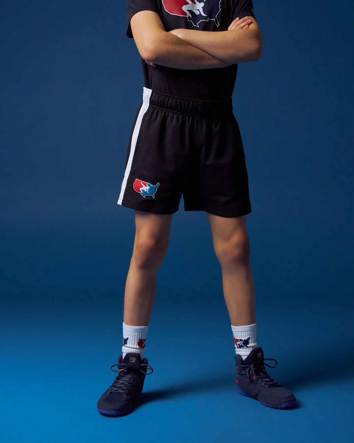 Shorts & Bottoms>RUDIS USA Wrestling 5" Premium Panel Youth Mesh Shorts