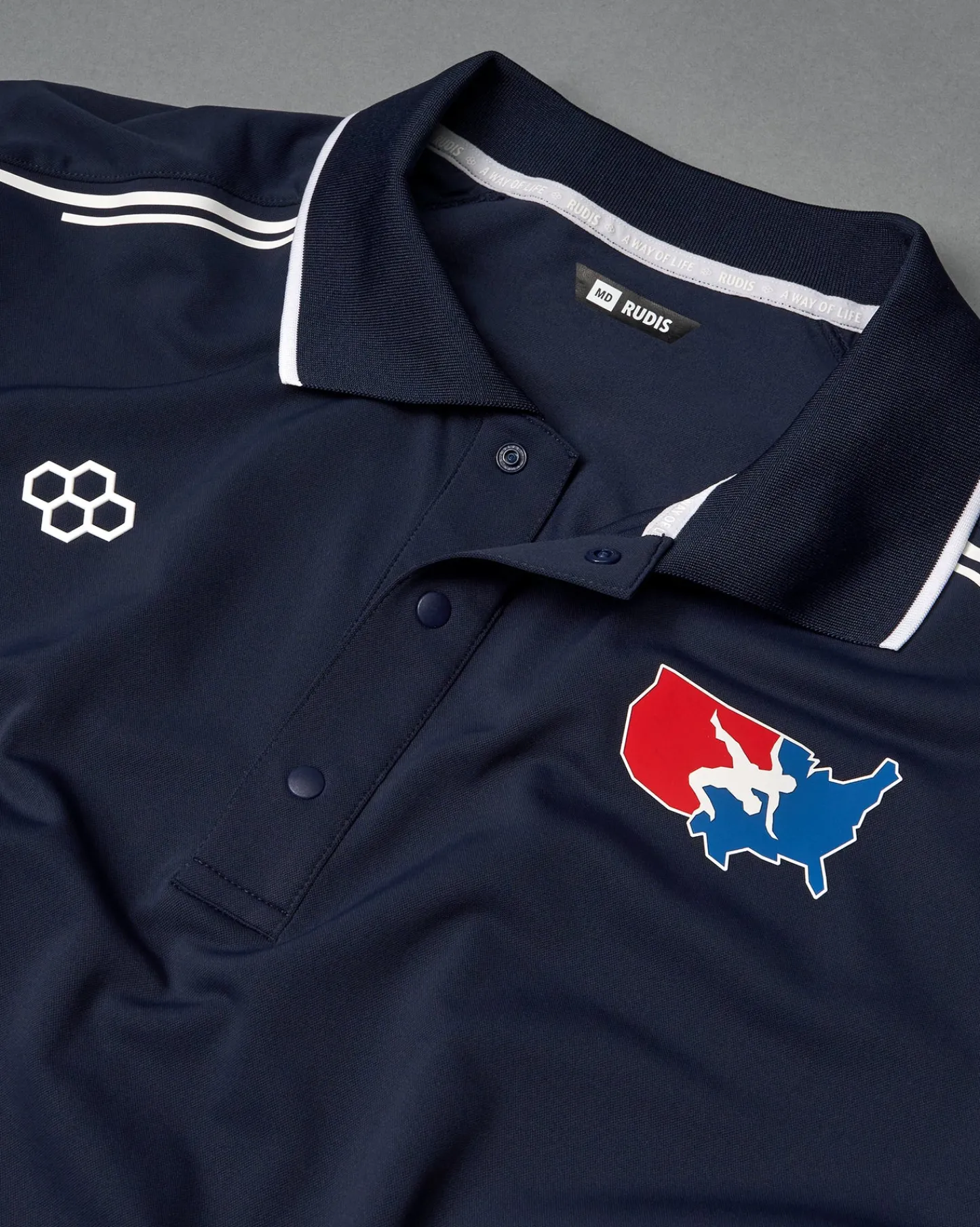 Shirts & Tees|Polos>RUDIS USA Wrestling Chronicle Elite Snap Polo