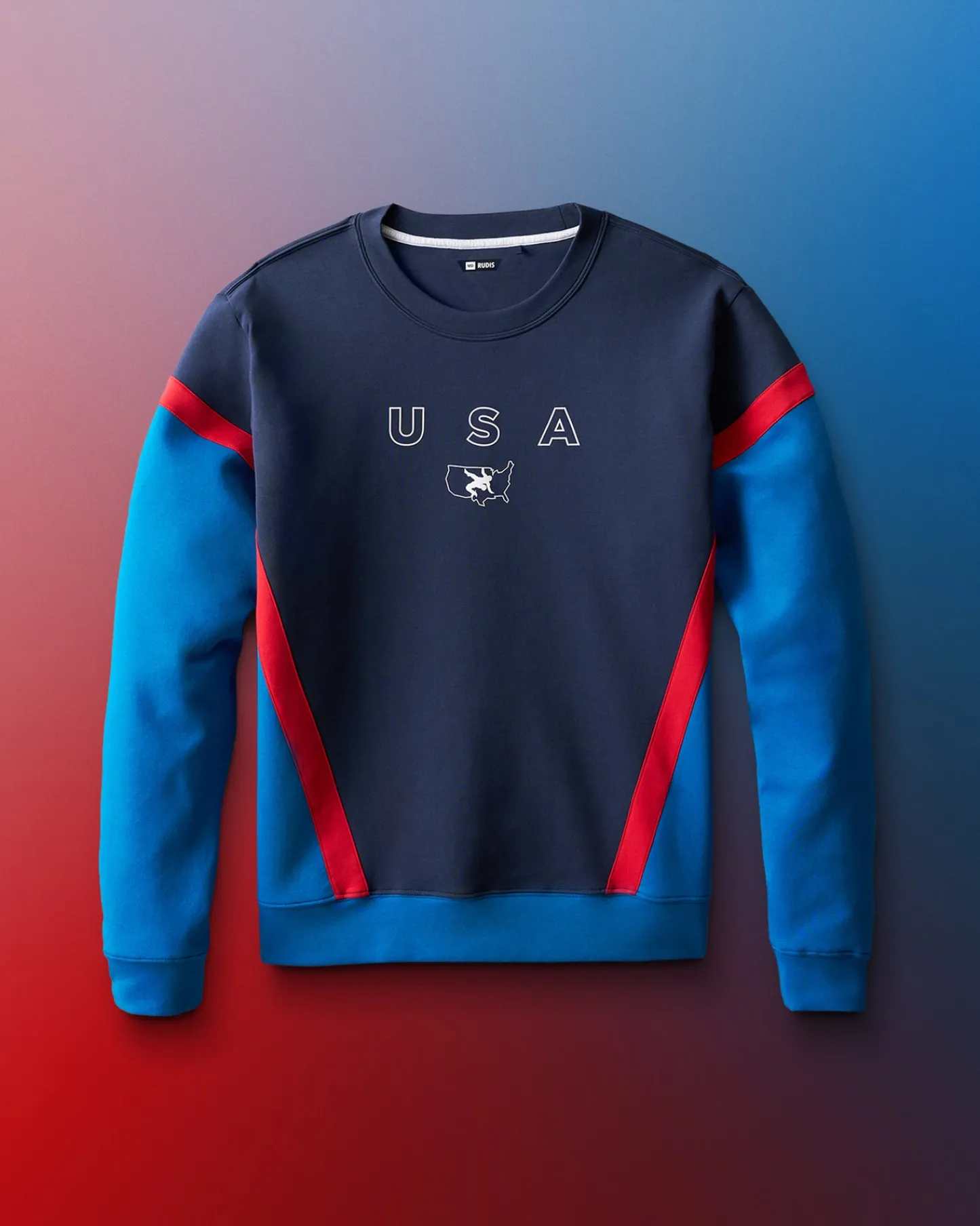 Hoodies & Pullovers|Hoodies & Pullovers>RUDIS USA Wrestling Colorblock Crewneck
