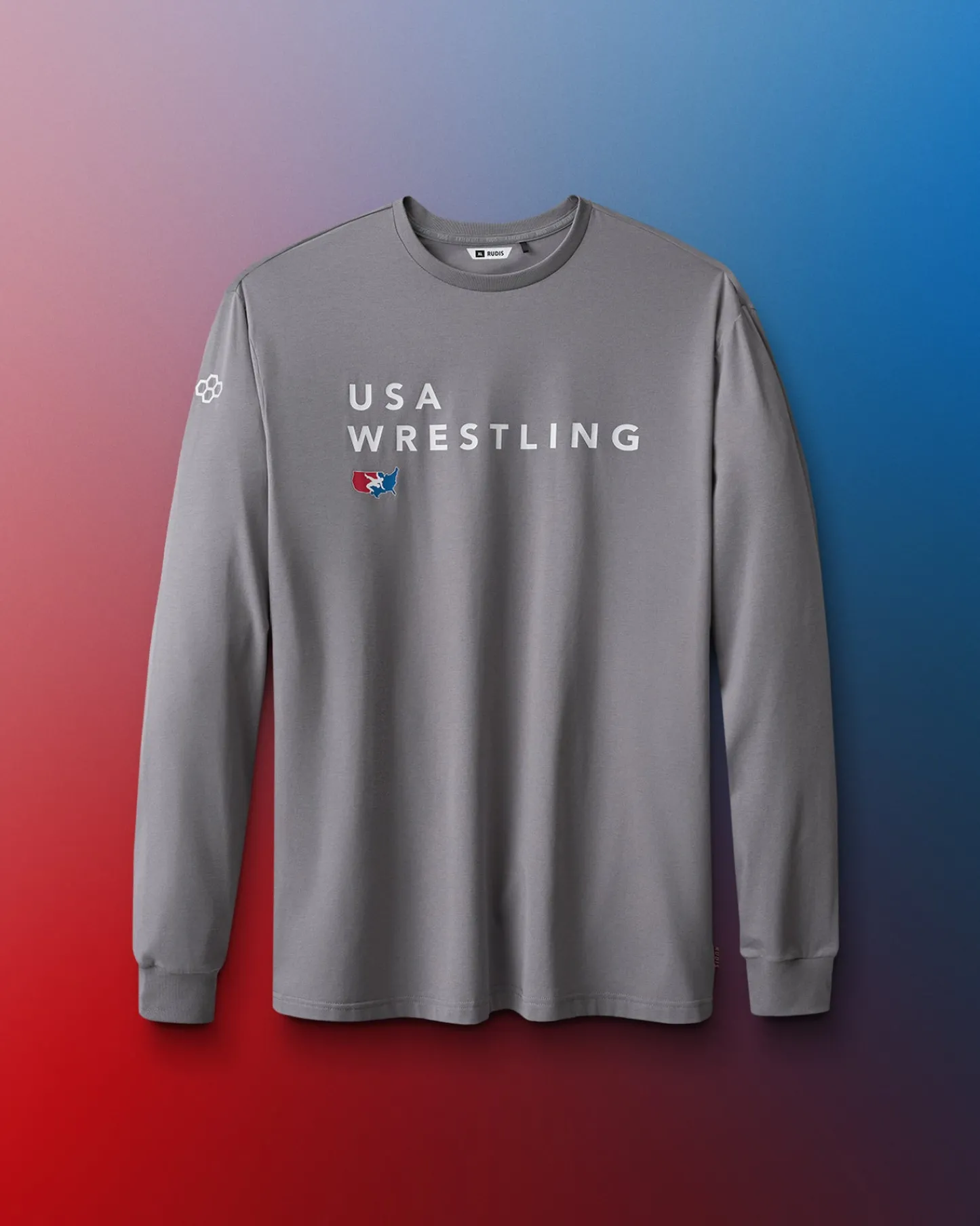 Shirts & Tees|Shirts & Tees>RUDIS USA Wrestling Stacked Hybrid Long Sleeve