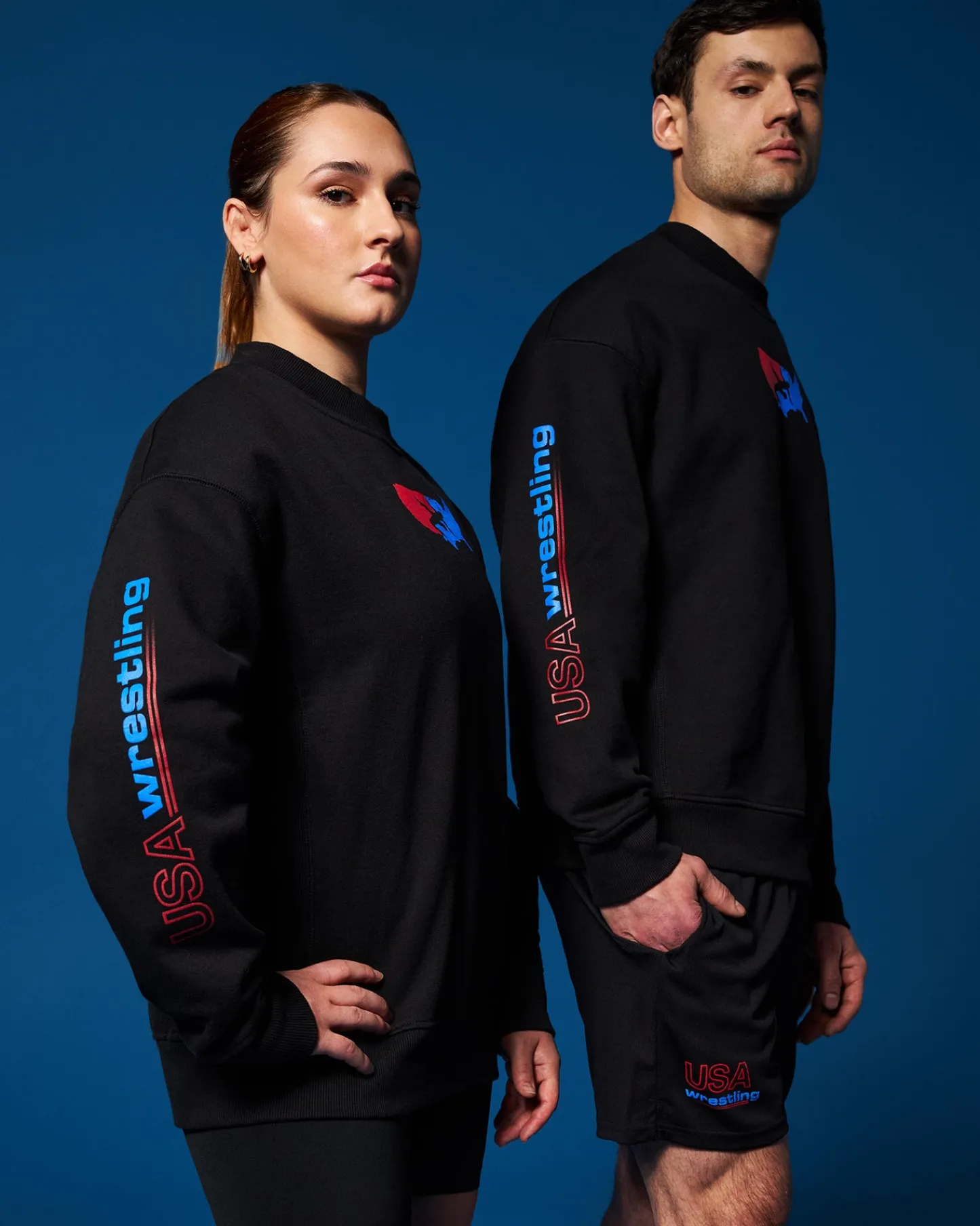 Hoodies & Pullovers|Hoodies & Pullovers>RUDIS USA Wrestling Vintage Titan Heavyweight Crewneck Black