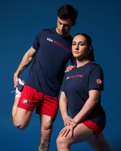 Shirts & Tees|Shirts & Tees>RUDIS USA Wrestling Wordmark Performance T-Shirt Navy