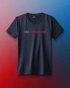 Shirts & Tees>RUDIS USA Wrestling Wordmark Performance Women's V-Neck T-Shirt