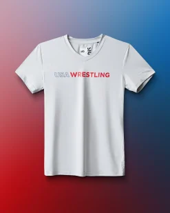 Shirts & Tees>RUDIS USA Wrestling Wordmark Performance Women's V-Neck T-Shirt