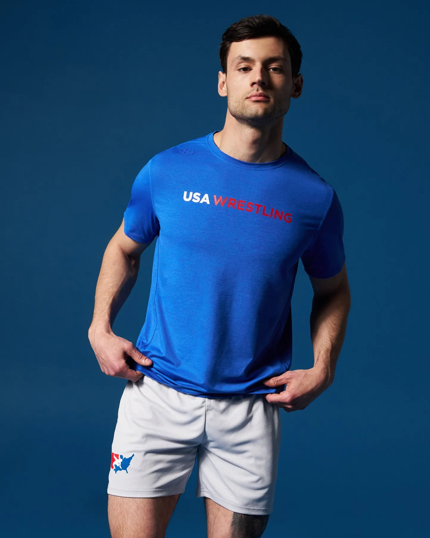 Shirts & Tees|Shirts & Tees>RUDIS USA Wrestling Wordmark Performance Heather T-Shirt