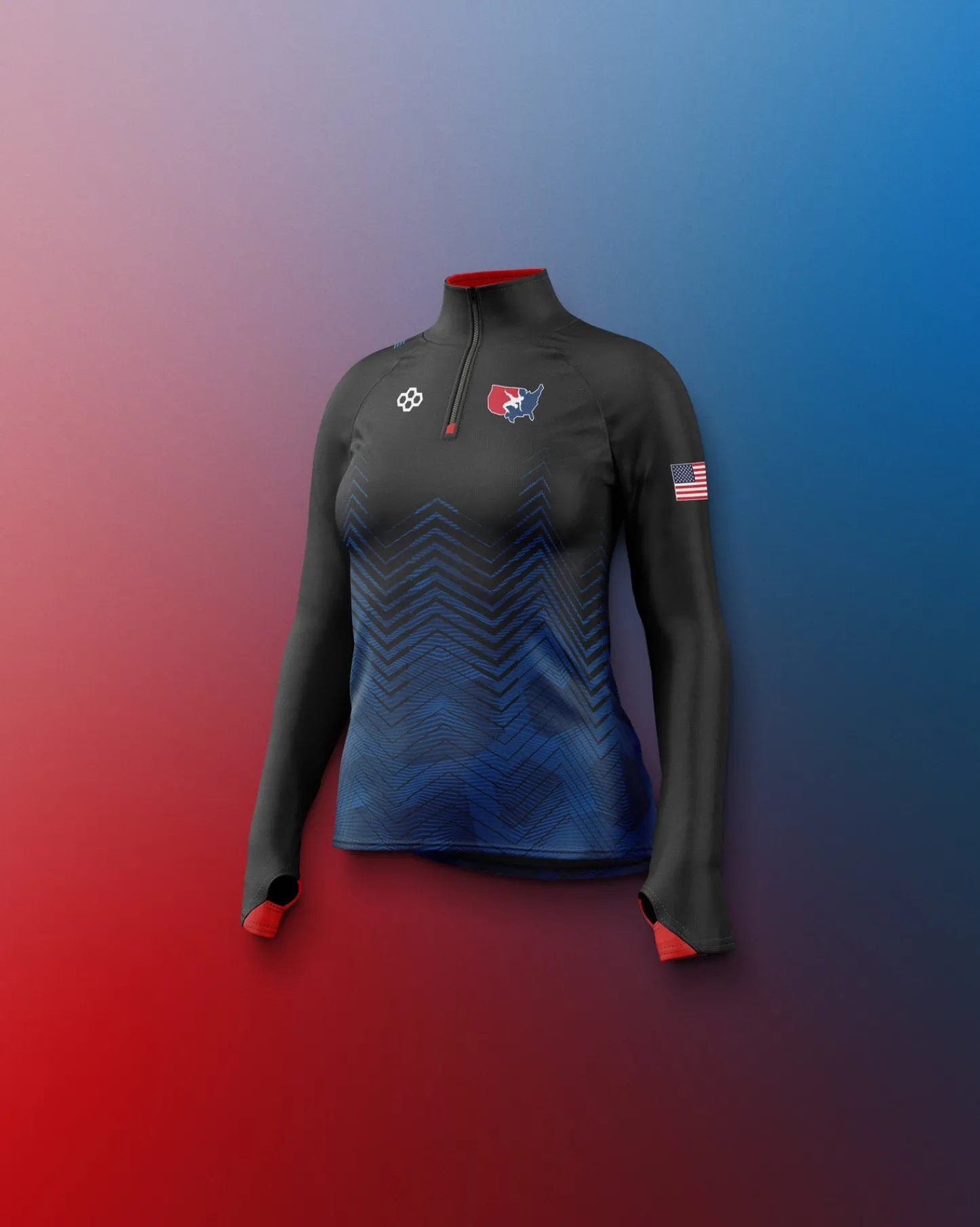 Jackets & 1/4 Zips>RUDIS USAW Girl's Sublimated 1/4 Zip Navy