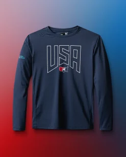 Shirts & Tees|Shirts & Tees>RUDIS USAW USA Performance Heather Long Sleeve Heather Navy