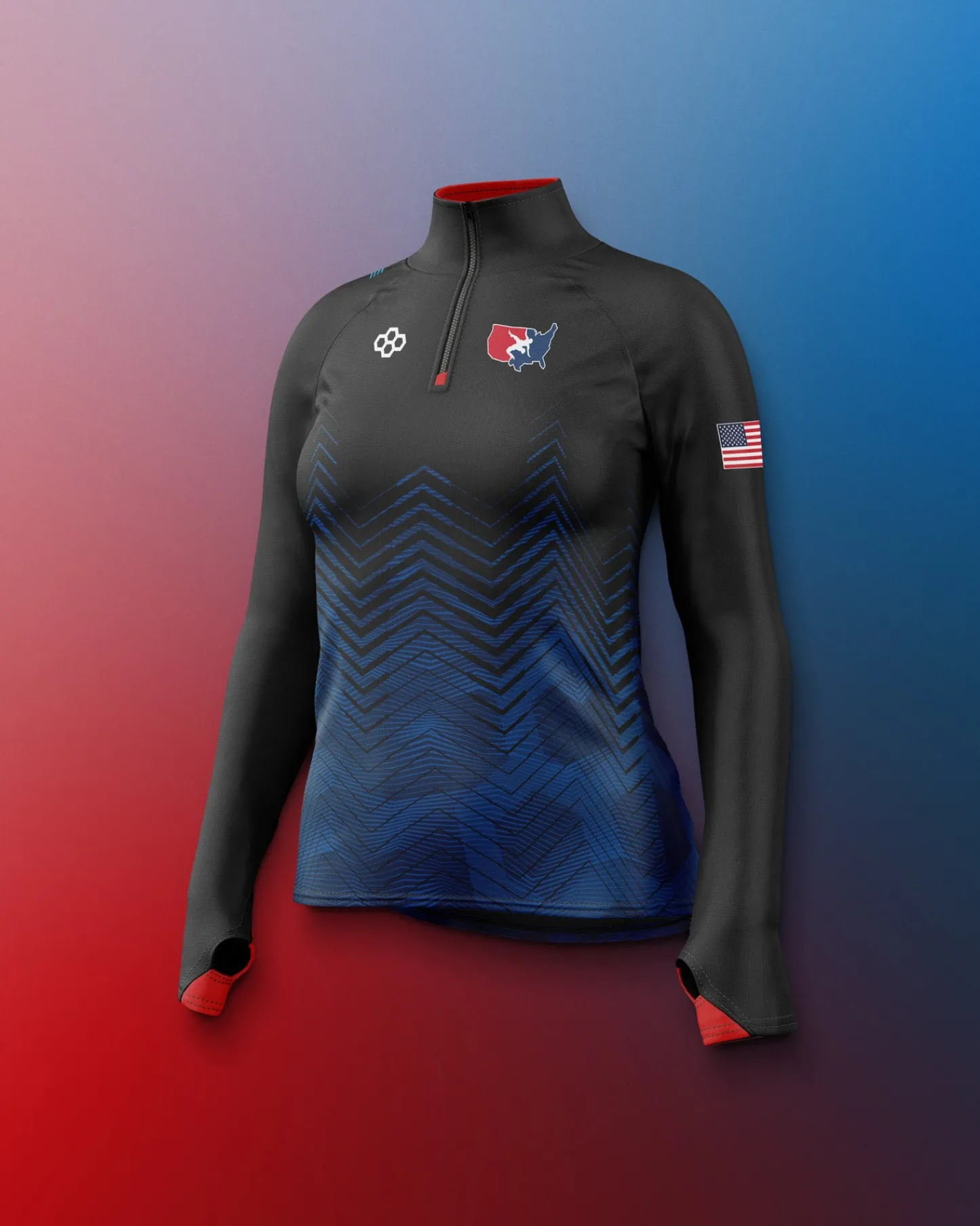 Jackets & 1/4 Zips>RUDIS USAW Women's Sublimated 1/4 Zip Navy