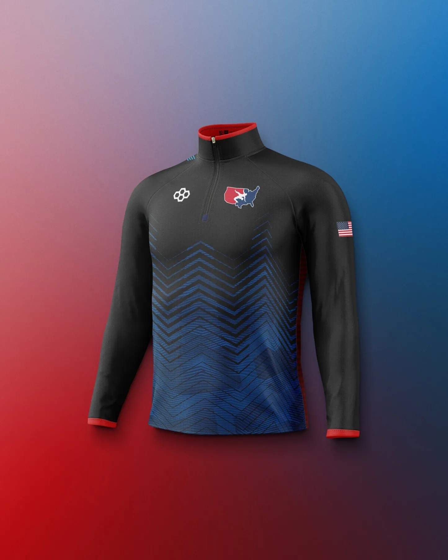 Jackets & 1/4 Zips>RUDIS USAW Youth Sublimated 1/4 Zip Navy
