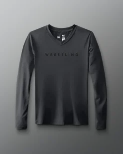 Shirts & Tees>RUDIS Wrestling Women's Performance V-Neck Long Sleeve Carbon